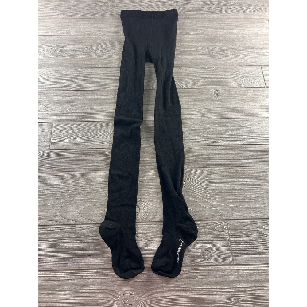 Smartwool Womens Black Merino Wool Blend Knit Tights Warm Winter Layering